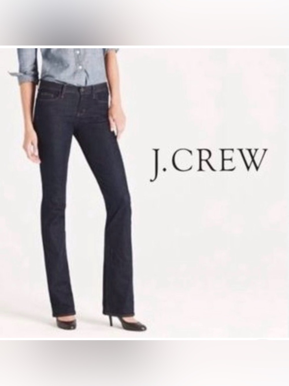 J. Crew mid-rise boot cut jeans, dark rinse, size 27R